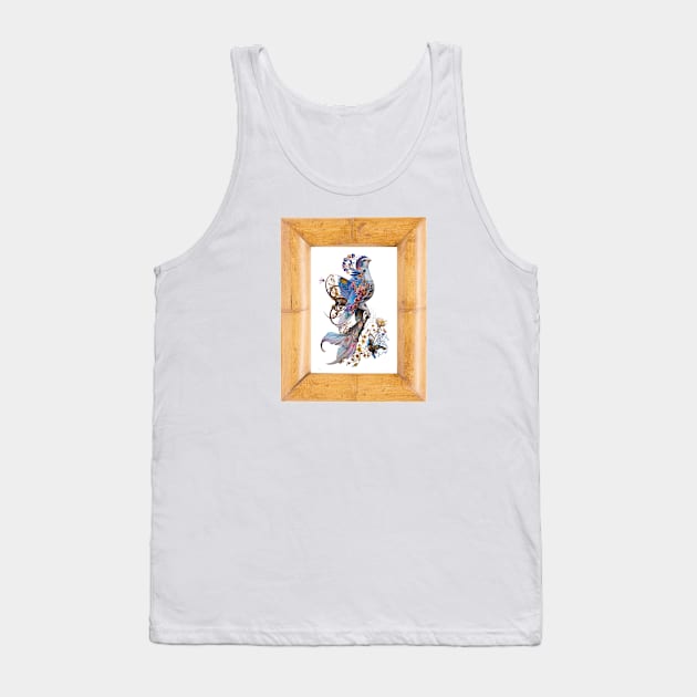 Ornate Floral Bird Tank Top by Mazzlo Shop